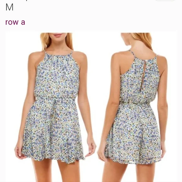 Row A Floral Halter Romper Pink Floral - Picture 3 of 17